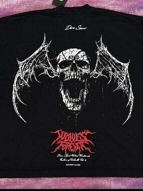 Darc Sport Dark Wings Grunge Cut-Off Tank Black Oversized Gym Streetwear Mens M